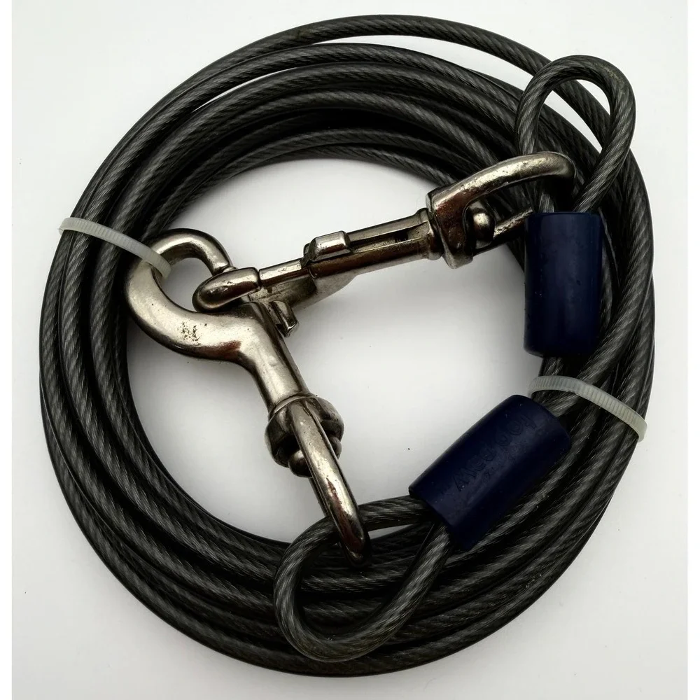 Heavy Duty Dog Tie Out Cable Steel Wire Vinyl Coated‎ Pet Tether w Swivel Snaps